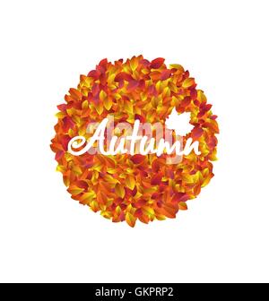 Herbst-Runde Rahmen mit Orange und gelbe Blätter Stock Vektor