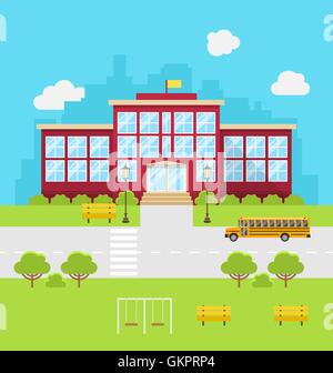 Schulgebäude, Hintergrund für Back to School Stock Vektor
