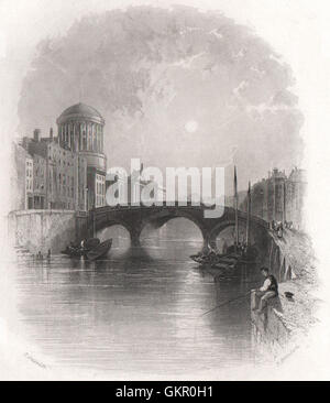 Das Four Courts, Dublin. Irland, antiken print 1835 Stockfoto