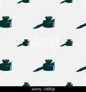 Feder und Tinte Symbol Zeichen. Nahtlose Muster mit geometrischen Struktur. Vektor Stock Vektor
