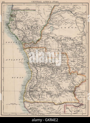 KOLONIALEN ZENTRALAFRIKA. Französisch Kongo-Freistaat portugiesischen West Af. , Karte von 1895 Stockfoto