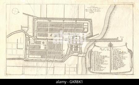 "Plan de Batavia". Jakarta-Stadt-Plan. Niederländisch-Ostindien. DE FER, 1705 Karte Stockfoto