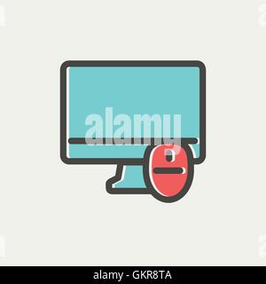 Computer und Monitor Maussymbol dünne Linie Stock Vektor
