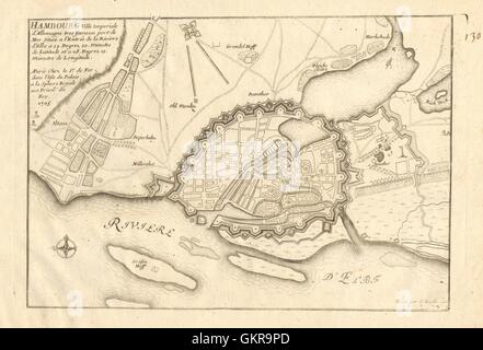 "Hambourg". Hamburg. Sich Stadt Plan. Deutschland. DE FER Karte 1705 alt Stockfoto