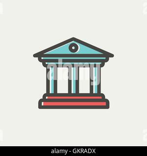 Museumsgebäude dünne Liniensymbol Stock Vektor