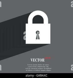 geschlossenes Vorhängeschloss-Symbol Symbol flach moderne Webdesign mit langen Schatten und Platz für Ihren Text. Vektor Stock Vektor