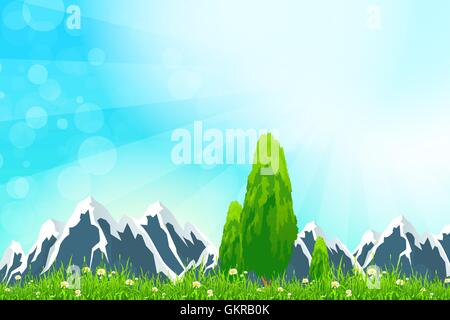 Grüne Landschaft mit Bergen Stock Vektor