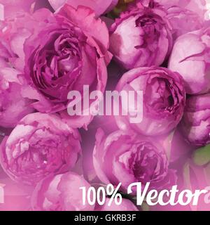 Vektor-Karte mit Pfingstrosen. Hochzeit, Gruß oder Geburtstag Kartendesign Stock Vektor