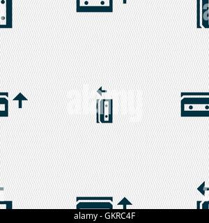 Audio-Kassette Symbol Zeichen. Nahtlose Muster mit geometrischen Struktur. Vektor Stock Vektor