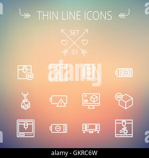 Technologie-dünne Linie-Icon-set Stock Vektor