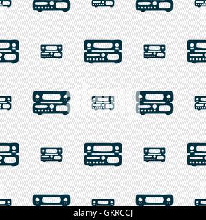 Radio, Receiver, Verstärker Symbol Zeichen. Nahtlose Muster mit geometrischen Struktur. Vektor Stock Vektor