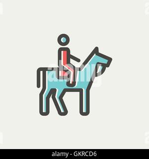 Pferd Reiten dünne Liniensymbol Stock Vektor