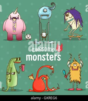Reihe von lustigen Comic-Monster Stock Vektor