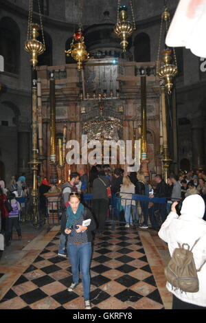 Die Via Dolorosa (lateinisch: "Weg der Trauer," 'Weg des Elends","Weg des Leidens"oder einfach" schmerzhafte Art und Weise, Jerusalem, Israel Stockfoto