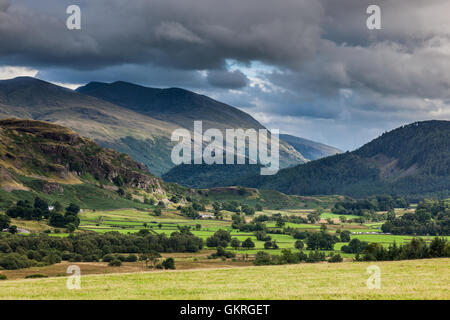 Lakelandpoeten und St Johns in Vale, gesehen vom Castlerigg Stone Circle, in der Nähe von Keswick, Lake District, Cumbria Stockfoto