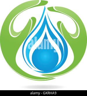 Hand Hand Regentropfen Logogram Wasser Tropfen Wassertropfen Natur Tropfen Tropfen Wassertropfen sopping sickert Stock Vektor