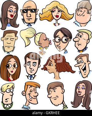Cartoon Charaktere Gesichter Stock Vektor
