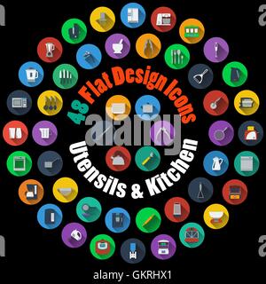 Geschirr und Küche Symbole Stock Vektor