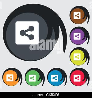 Symbol-Zeichen zu teilen. Symbol auf acht farbigen Tasten. Vektor Stock Vektor