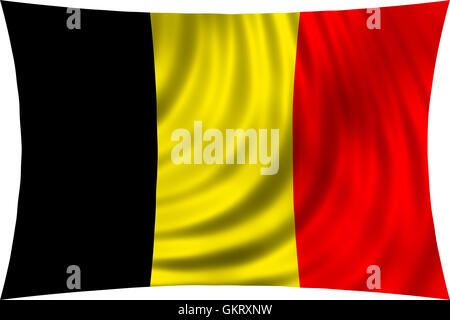 Flagge von Belgien wehenden Wind isoliert auf weißem Hintergrund. Belgische Nationalflagge. Patriotische symbolische Gestaltung. 3D gerendert Stockfoto