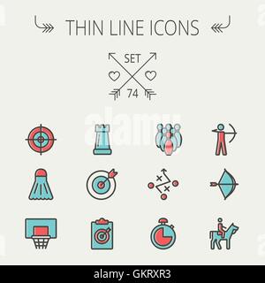 Sport-dünne Linie-Icon-set Stock Vektor