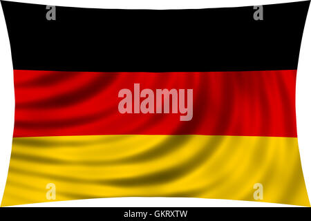 Flagge von Deutschland wehenden Wind isoliert auf weißem Hintergrund. Deutschen Nationalflagge. Patriotische symbolische Gestaltung. 3D gerendert Stockfoto