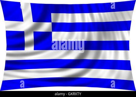 Flagge von Griechenland wehenden Wind isoliert auf weißem Hintergrund. Griechischen Nationalflagge. Patriotische symbolische Gestaltung. 3D gerendert Stockfoto