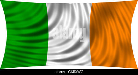 Flagge von Irland wehenden Wind isoliert auf weißem Hintergrund. Irische Nationalflagge. Patriotische symbolische Gestaltung. 3D gerendert Stockfoto