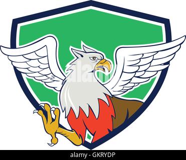 Hippogriff mit Krallen Schild Cartoon Stock Vektor