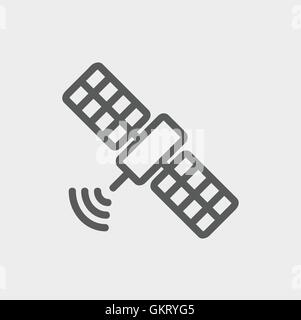 Satelliten-dünne Liniensymbol Stock Vektor