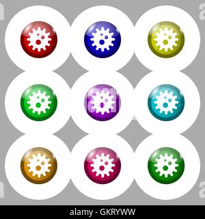 Naval mine Symbol Zeichen. Symbol auf neun Runden bunten Knöpfen. Vektor Stock Vektor