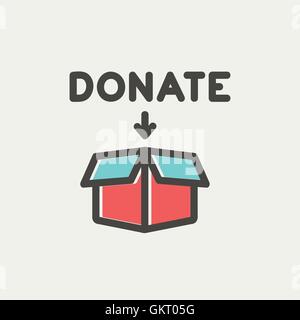 Spende Kastenikone dünne Linie Stock Vektor