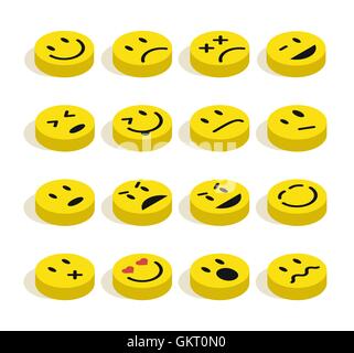Süße Emoticons setzen Abbildung Stock Vektor