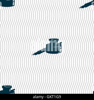 Feder und Tinte Symbol Zeichen. Nahtlose Muster mit geometrischen Struktur. Vektor Stock Vektor