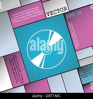 CD, DVD, CD, blue Ray Symbol Zeichen. Flache Jugendstil für Ihr Design. Vektor Stock Vektor