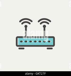 Wireless Router-dünne Linie-Symbol Stock Vektor