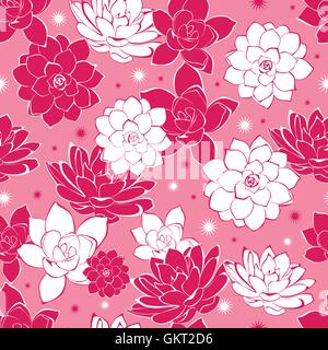 Vektor rosa Tinte Blumen nahtlose Muster Stock Vektor