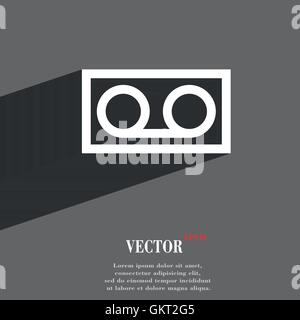 Audio-Kassette Symbol Symbol flach moderne Webdesign mit langen Schatten und Platz für Ihren Text. Vektor Stock Vektor