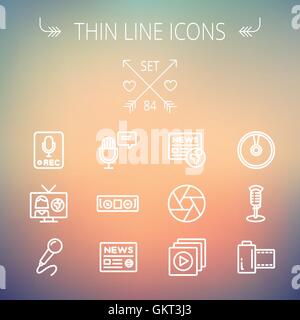 Multimedia-dünne Linie-Icon-set Stock Vektor