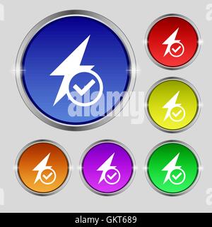 Naval mine Symbol Zeichen. Rundes Symbol auf hellen bunten Knöpfen. Vektor Stock Vektor