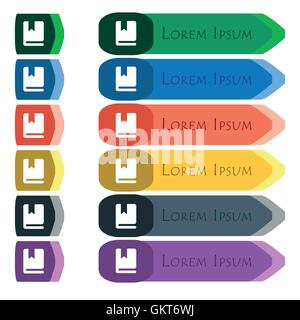 Lesezeichen-Symbol Zeichen. Satz von farbenfrohen, hellen langen Tasten mit zusätzlichen kleinen Modulen. Flaches design Stock Vektor