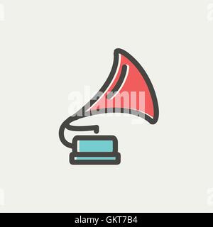 Phonographen dünne Liniensymbol Stock Vektor
