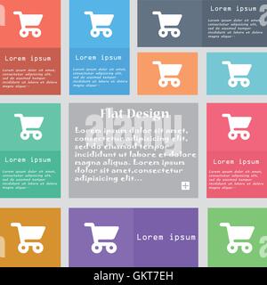 Shopping Warenkorb Symbol Zeichen. Reihe von bunten Tasten mit Platz für Text. Vektor Stock Vektor