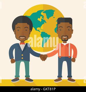 Zwei schwarze Jungs glücklich Handshaking. Stock Vektor