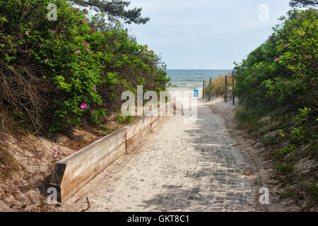 Eingang-Gasse zum Strand an der Ostsee im Resort Stadt Wladyslawowo in Polen Stockfoto