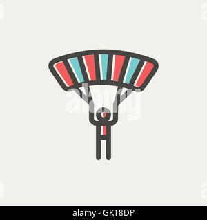 Fallschirmspringen-dünne Linie-Symbol Stock Vektor