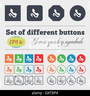Retro-Telefon Mobilteil Symbol Zeichen. Große Reihe von bunten, vielfältigen und qualitativ hochwertigen Tasten. Vektor Stock Vektor