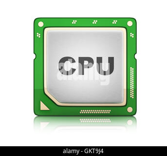 CPU-zentrale Prozessoreinheit auf weißem Hintergrund (in 3D-Rendering getan) Stockfoto