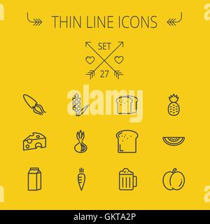Essen-dünne Linie-Icon-set Stock Vektor