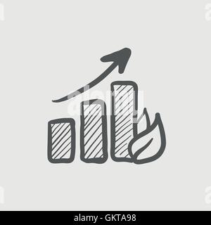 Wachsende Graph Skizzensymbol Stock Vektor